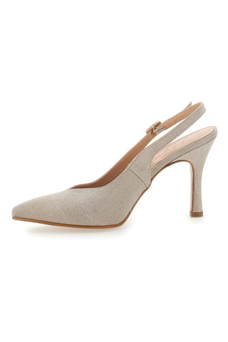Décolleté Slingback Platino Con Glitter Pittarello Vogue 487