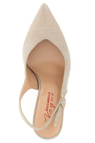 Décolleté Slingback Platino Con Glitter Pittarello Vogue 487