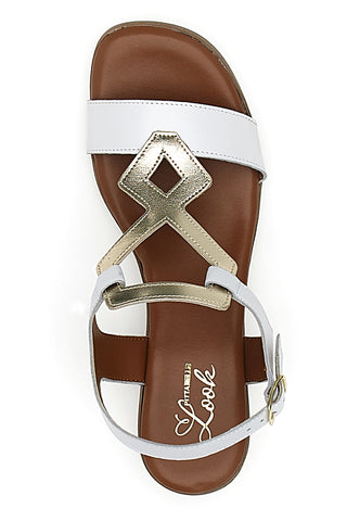 Bele sandale z usnjenim zgornjim delom Pittarello Look 244295