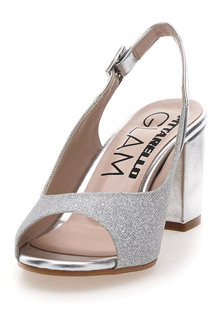 Srebrni sandali Slingback z odprtim prstom PITTARELLO GLAM 5916