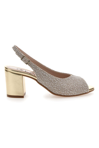 Sandali Slingback Platino z zgornjim delom z vezenim učinkom PITTARELLO GLMA 5991