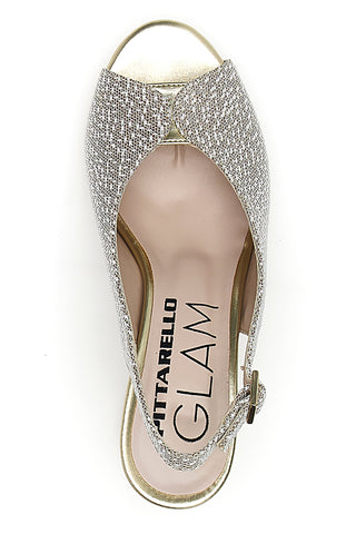 Sandali Slingback Platino z zgornjim delom z vezenim učinkom PITTARELLO GLMA 5991