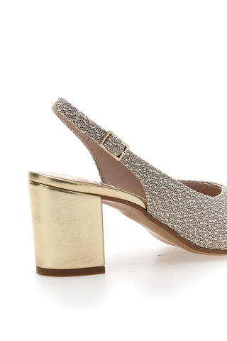 Sandali Slingback Platino z zgornjim delom z vezenim učinkom PITTARELLO GLMA 5991