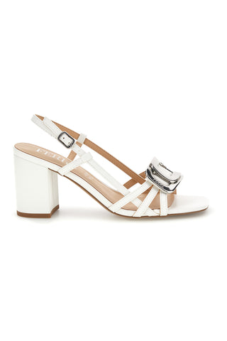 Beli sandal s peto in usnjenim vložkom Ferre F884