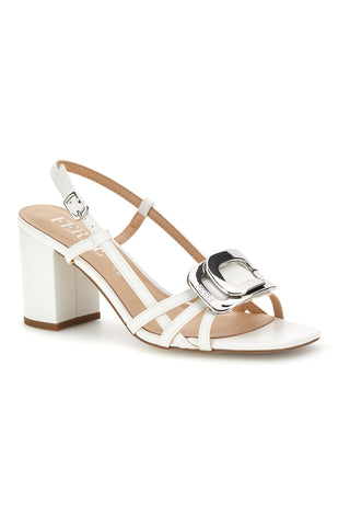 Beli sandal s peto in usnjenim vložkom Ferre F884