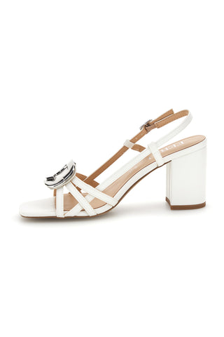 Beli sandal s peto in usnjenim vložkom Ferre F884