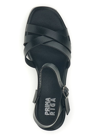 Črni sandali s peto in platformo Prima Riga AD897701