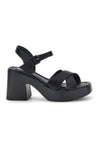 Črni sandali s peto in platformo Prima riga BL501708