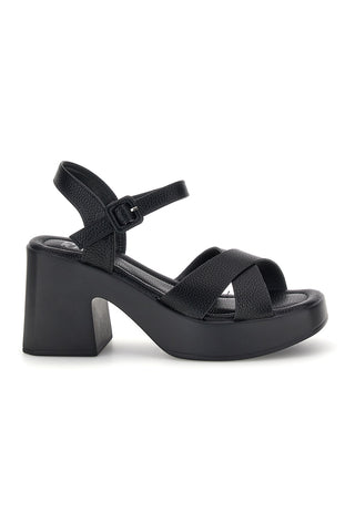 Črni sandali s peto in platformo Prima riga BL501708
