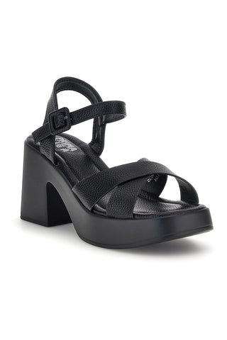 Črni sandali s peto in platformo Prima riga BL501708