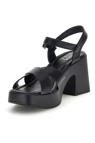 Črni sandali s peto in platformo Prima riga BL501708