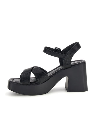 Črni sandali s peto in platformo Prima riga BL501708