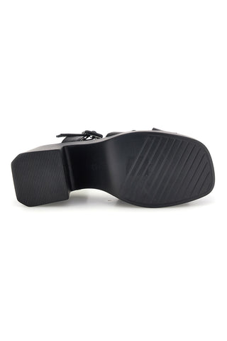 Črni sandali s peto in platformo Prima riga BL501708