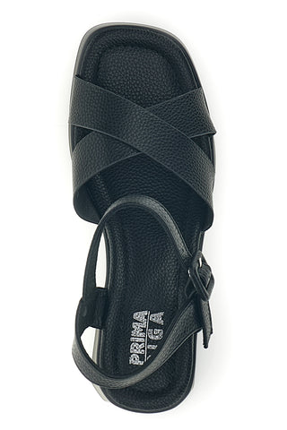 Črni sandali s peto in platformo Prima riga BL501708