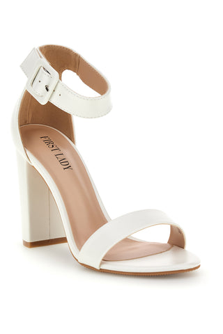 Beli sandali z visoko peto in trakom First lady CV98111