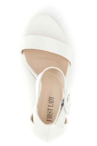 Beli sandali z visoko peto in trakom First lady CV98111