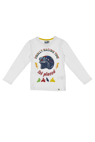Majica z dolgimi rokavi Pitt Kids 03033 bela