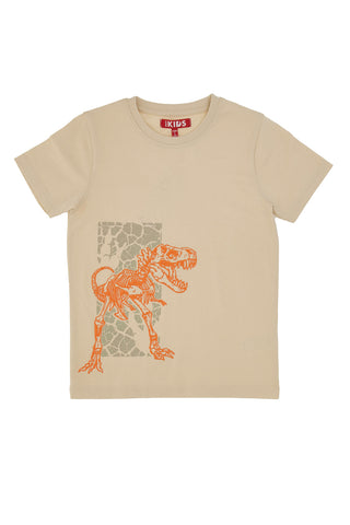 Bejž majica z oranžnim dinozavrom Pitt Kids PT-B-F-05004