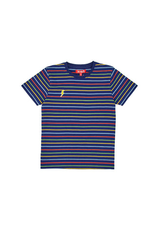 Modra majica s pisanimi črtami Pitt Kids PT-B-T-05007