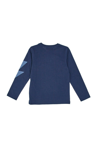 Modra majica z dolgimi rokavi in natisnjenim motivom Pitt Kids PT-B-T-05017