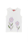 Bela majica brez rokavov s cvetovi Pitt Kids 05052