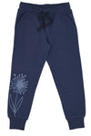 Hlače Modra trenirka s cvetličnim potiskom Pitt Kids PT-G-FP-05057