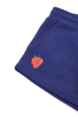 Hlače Modra kombinezon z vezenim jagodami Pitt Kids PT-G-SP-05065