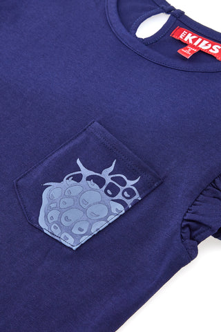 Modra obleka s kratkimi rokavi in volani Pitt Kids PT-G-D-05066