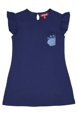 Modra obleka s kratkimi rokavi in volani Pitt Kids PT-G-D-05066