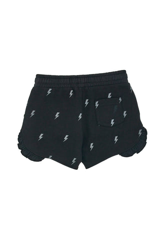 Črne hlače s sivimi bliskavicami in volani Pitt Kids PT-G-SP-05075