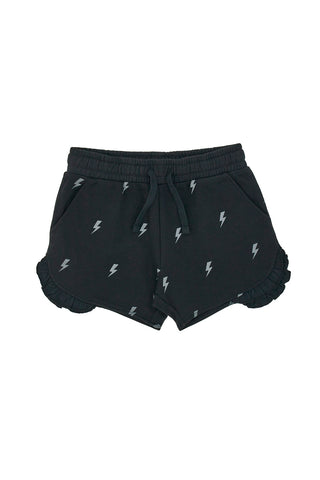 Črne hlače s sivimi bliskavicami in volani Pitt Kids PT-G-SP-05075