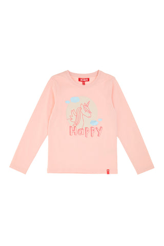 Roza majica z dolgimi rokavi in bleščečim potiskom PITT KIDS PT-G-T-05079