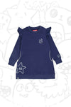 Modra obleka z žepi in sivimi potiski PITT KIDS 6001
