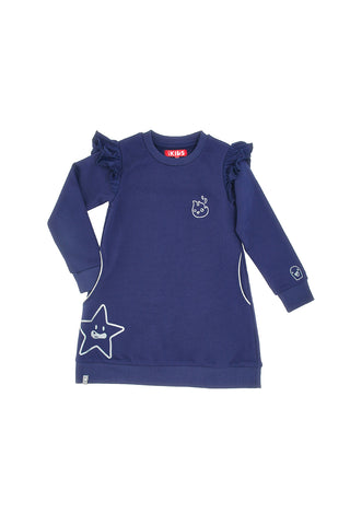 Modra obleka z žepi in sivimi potiski PITT KIDS 6001