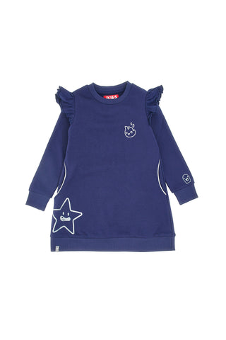 Modra obleka z žepi in sivimi potiski PITT KIDS 6001
