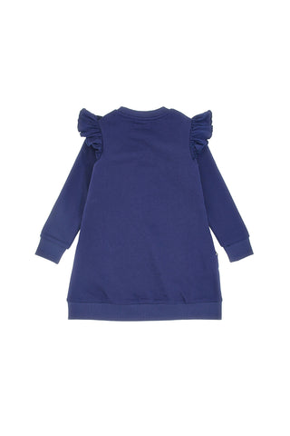 Modra obleka z žepi in sivimi potiski PITT KIDS 6001