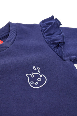 Modra obleka z žepi in sivimi potiski PITT KIDS 6001