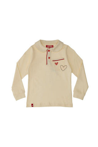 Bela majica z dolgimi rokavi in ovratnikom PITT KIDS 6006
