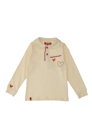 Bela majica z dolgimi rokavi in ovratnikom PITT KIDS 6006
