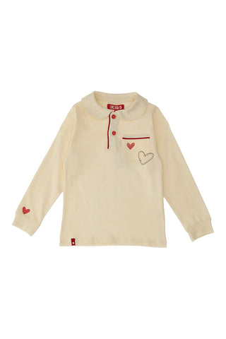 Bela majica z dolgimi rokavi in ovratnikom PITT KIDS 6006