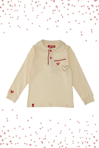 Bela majica z dolgimi rokavi in ovratnikom PITT KIDS 6006