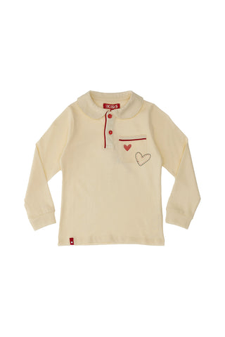 Bela majica z dolgimi rokavi in ovratnikom PITT KIDS 6006