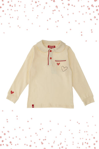 Bela majica z dolgimi rokavi in ovratnikom PITT KIDS 6006