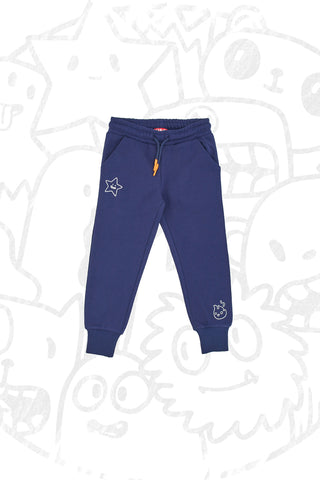 Modre hlače z manšetami na gležnjih PITT KIDS 6009