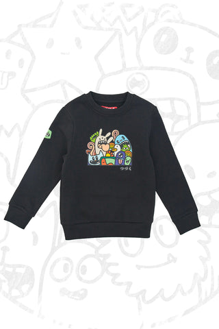 Črna majica z okroglim izrezom in motivi PITT KIDS 6012