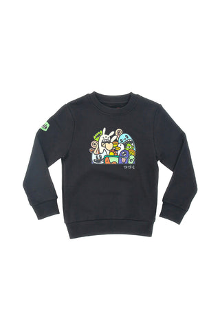 Črna majica z okroglim izrezom in motivi PITT KIDS 6012