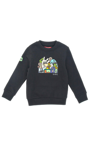 Črna majica z okroglim izrezom in motivi PITT KIDS 6012