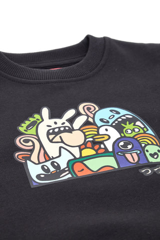 Črna majica z okroglim izrezom in motivi PITT KIDS 6012