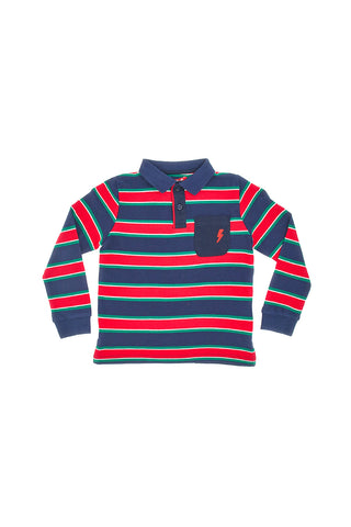 Dolgoročajna majica z modro-rdečimi črtami PITT KIDS 6030