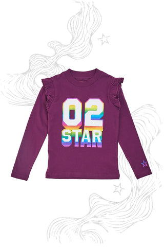 Vijolična majica z okroglim izrezom in holografskim potiskom PITT KIDS 6035